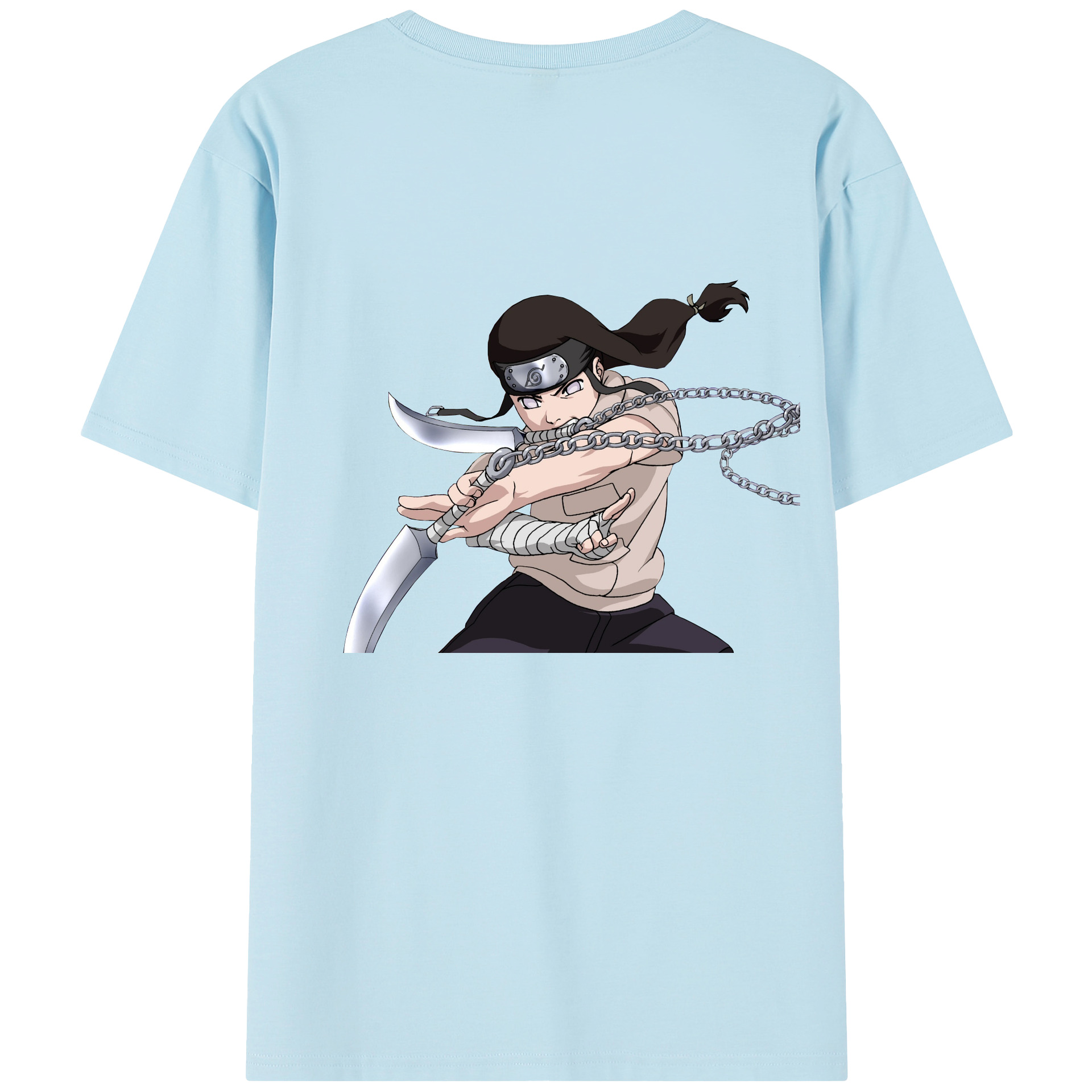 （画像用） NARUTO -ナルト- 日向ネジ Hyūga Neji 綿100％半袖Tシャツ（背面プリント）